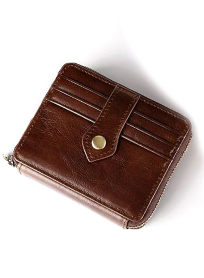 شاربدو محفظة لحمل البطاقات من الجلد وبمشبك بني - Image 2